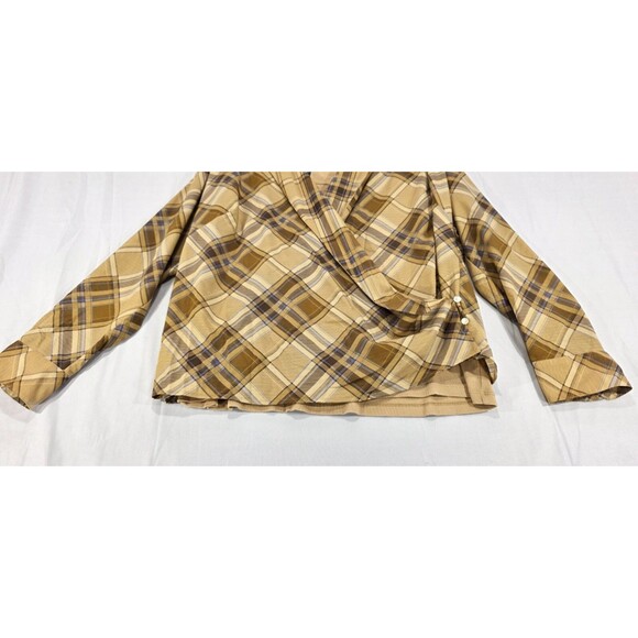 Ralph Lauren Womens Wrap Top Brown Plaid 2 Piece Set Beige Tank Plus Size 2X - Picture 7 of 13